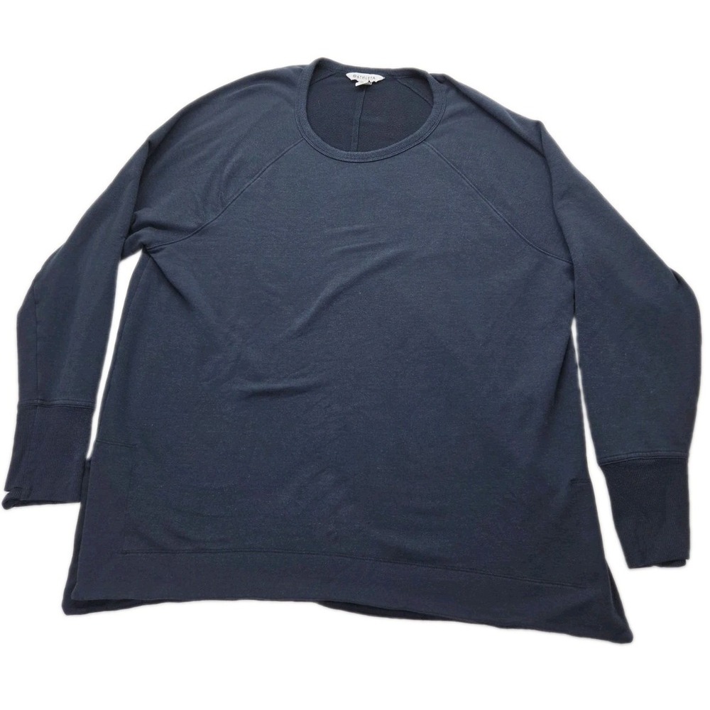 Athleta Coaster Luxe Recover Sweatshirt Womens XL Navy Blue Thumbholes Pullover